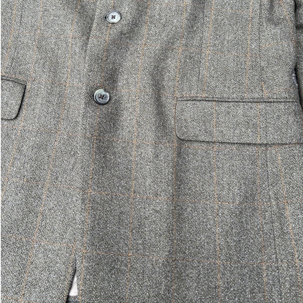 Burberry Men’s Blazer Green With Yellow Stripes 3 Buttons Size 38R - Picture 2 of 8